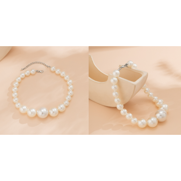 Набір: ланцюжок + браслет + сережки з перлами, 1 шт Набір: ланцюжок + браслет + сережки з перлами, 1 шт