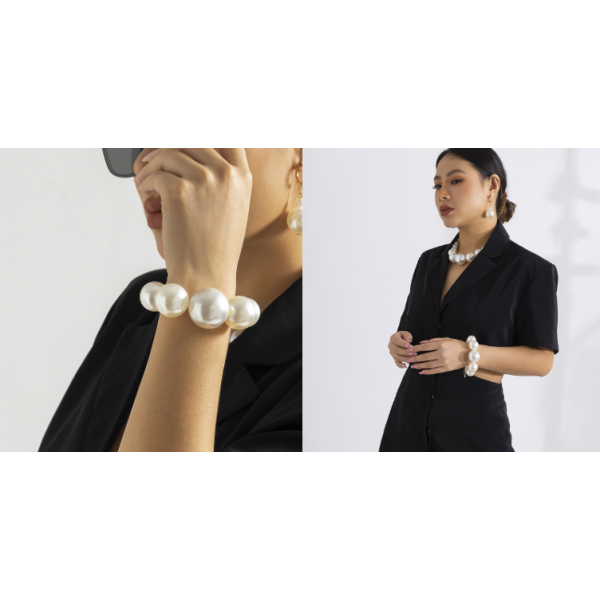 Набір: ланцюжок + браслет + сережки з перлами, 1 шт Набір: ланцюжок + браслет + сережки з перлами, 1 шт