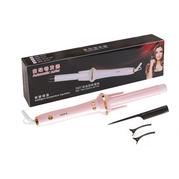 Плойка для волосся, стайлер для завивки локонів, рожевий, діаметр 25 мм