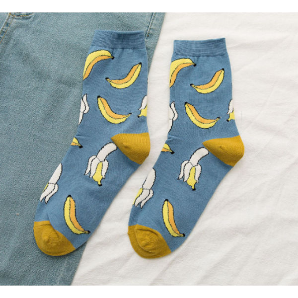 Носки хлопковые однотонные до середины голени, носки с фруктами, размер 36-39, 1 пара