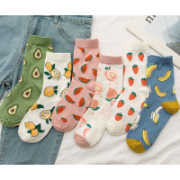 Шкарпетки бавовняні однотонні до середини гомілки, шкарпетки з фруктами, розмір 36-39, 1 пара