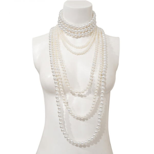 Чокер багатошаровий на шию "Long Pearls", з перлами, 35 см