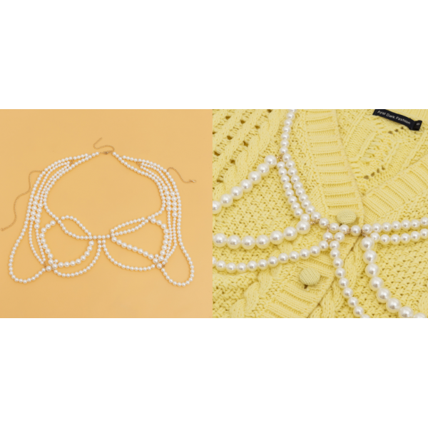 Ланцюжок на плечі з перлами "Tender", золото