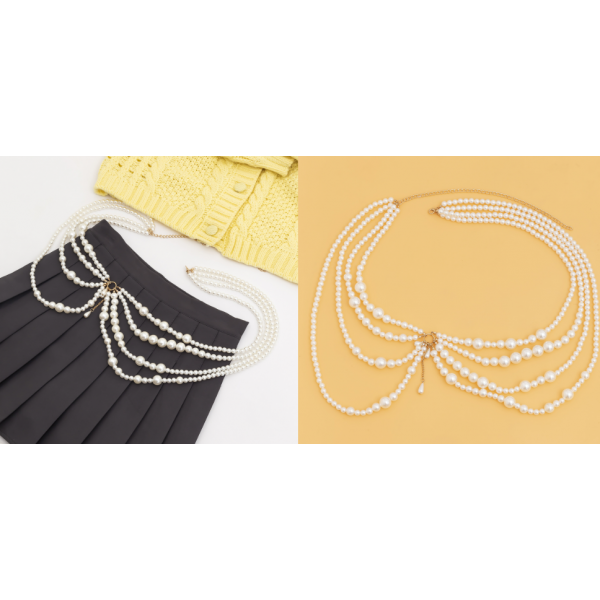 Ланцюжок на талію "Pearl Stars", з перлами, золото Ланцюжок на талію "Pearl Stars", з перлами, золото