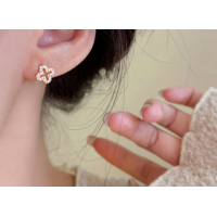 Серьги гвоздики "Van Cleef", золото, серебро