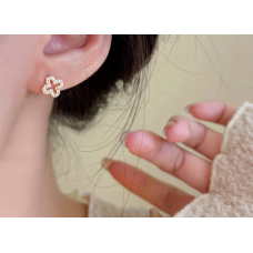 Серьги гвоздики "Van Cleef", золото, серебро