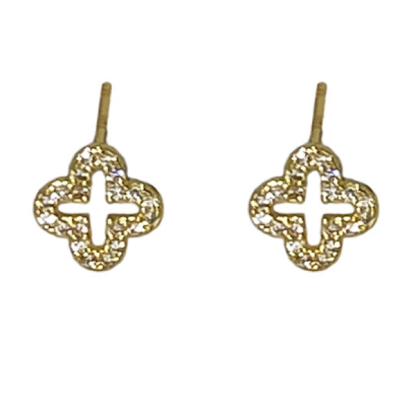 Серьги гвоздики "Van Cleef", золото, серебро