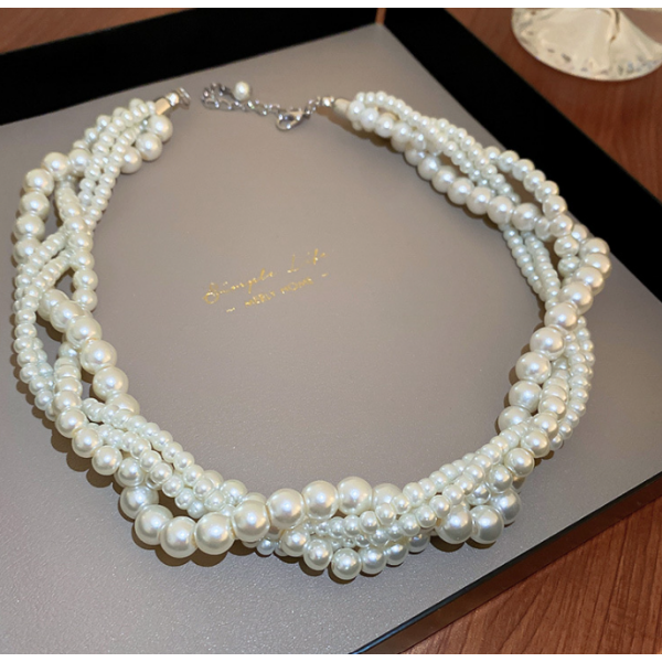 Чокер багатошаровий з перлами "Pearls", перлинний чокер, срібло Чокер багатошаровий з перлами "Pearls", перлинний чокер, срібло