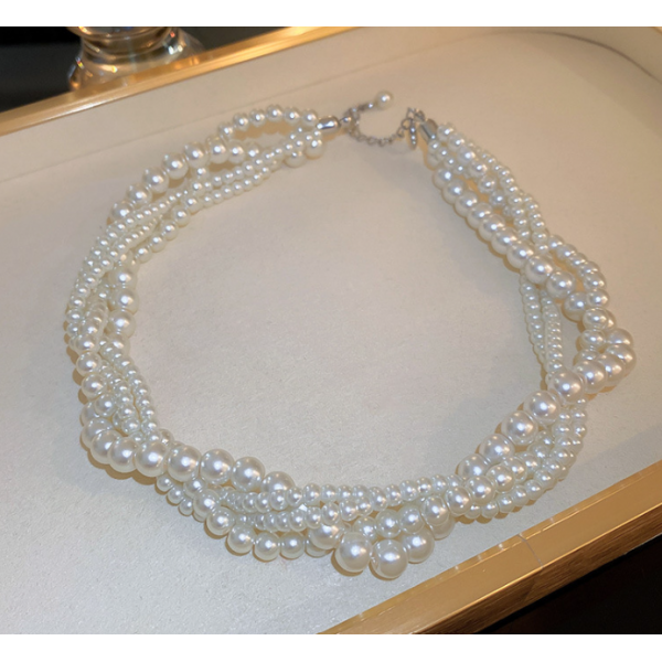 Чокер багатошаровий з перлами "Pearls", перлинний чокер, срібло Чокер багатошаровий з перлами "Pearls", перлинний чокер, срібло