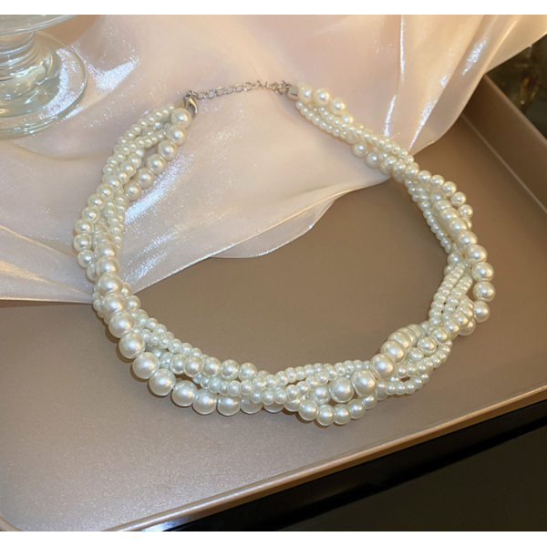 Чокер багатошаровий з перлами "Pearls", перлинний чокер, срібло Чокер багатошаровий з перлами "Pearls", перлинний чокер, срібло