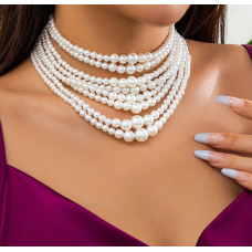 Чокер багатошаровий "Pearl Bisk", з перлами, 30 см