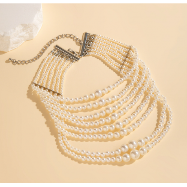 Чокер багатошаровий "Pearl Bisk", з перлами, 30 см