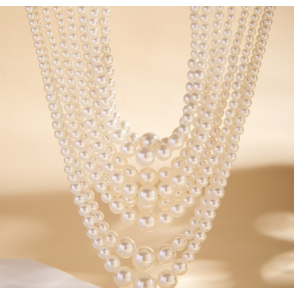 Чокер багатошаровий "Pearl Bisk", з перлами, 30 см