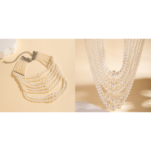 Чокер багатошаровий "Pearl Bisk", з перлами, 30 см