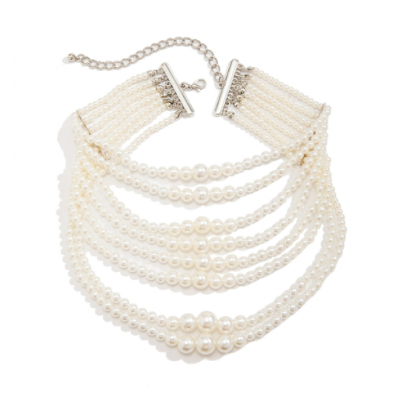 Чокер багатошаровий "Pearl Bisk", з перлами, 30 см