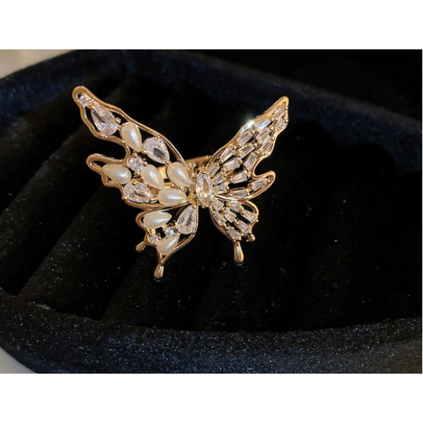 Каблучка метелик "Butterfly", золото, срібло, 3,5х3,5 см