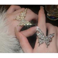 Каблучка метелик "Butterfly", золото, срібло, 3,5х3,5 см