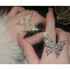 Каблучка метелик "Butterfly", золото, срібло, 3,5х3,5 см