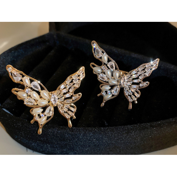 Каблучка метелик "Butterfly", золото, срібло, 3,5х3,5 см