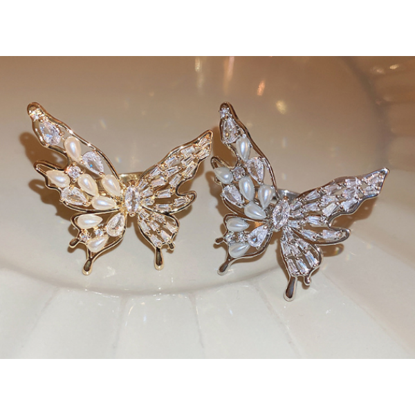 Каблучка метелик "Butterfly", золото, срібло, 3,5х3,5 см