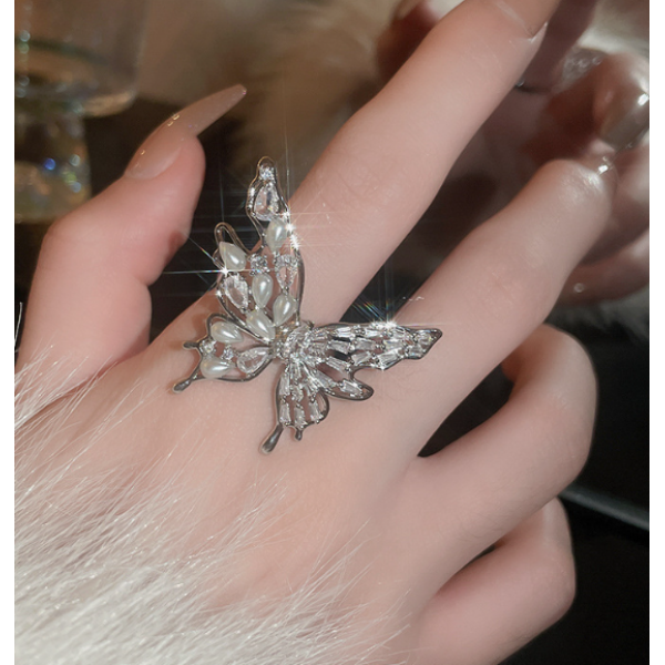 Каблучка метелик "Butterfly", золото, срібло, 3,5х3,5 см