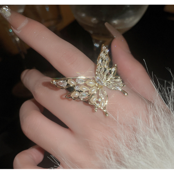 Каблучка метелик "Butterfly", золото, срібло, 3,5х3,5 см