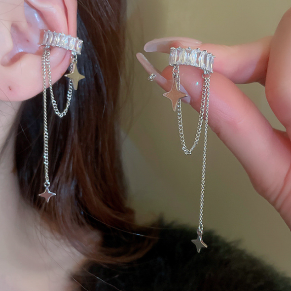 Сережка - кафа "Star Light", срібло, 1,6х7 см, 2 шт
