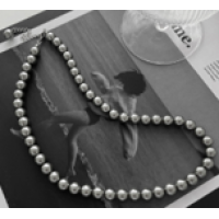 Ланцюжок на шию "Grey Pearls", із сірими перлинами, 6 мм