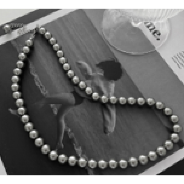 Ланцюжок на шию "Grey Pearls", із сірими перлинами, 10 мм