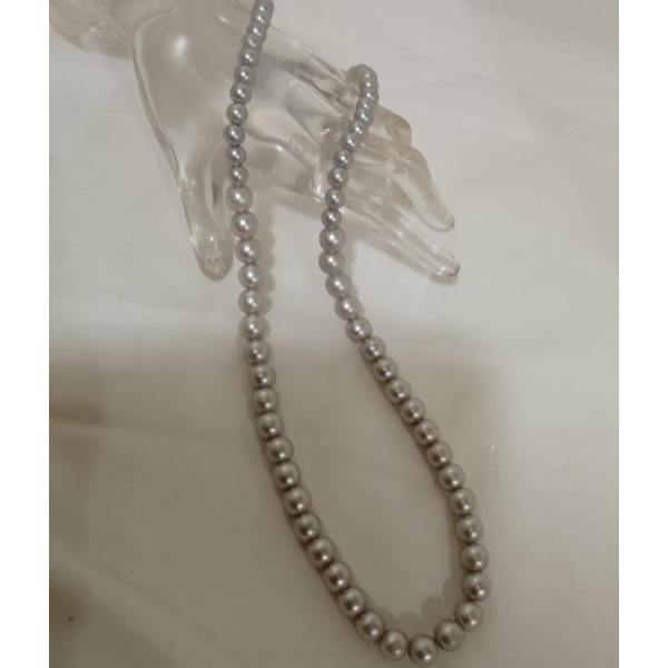 Ланцюжок на шию "Grey Pearls", із сірими перлинами, 10 мм