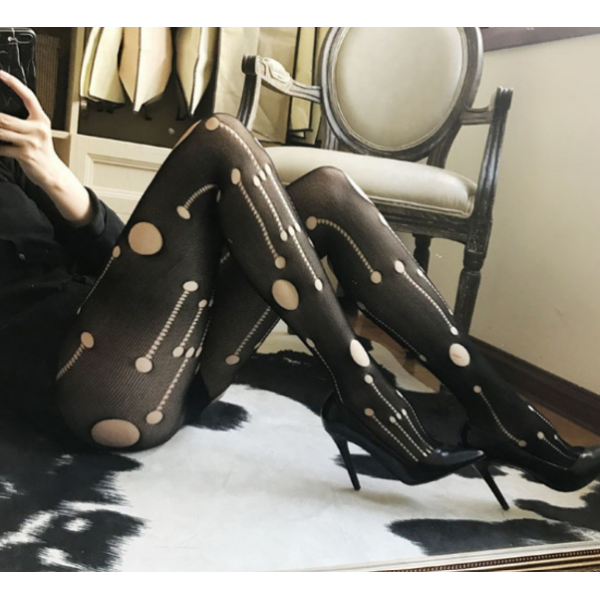 Колготи жіночі рвані, жіночі нейлонові колготки, чорні, S - M