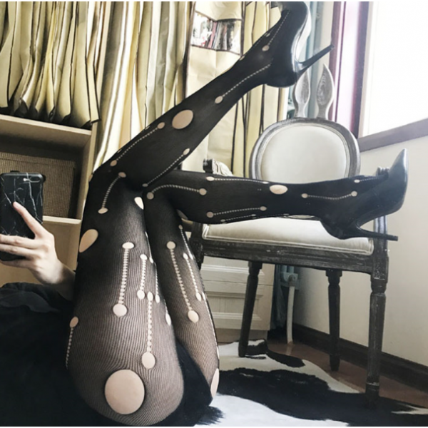 Колготи жіночі рвані, жіночі нейлонові колготки, чорні, S - M