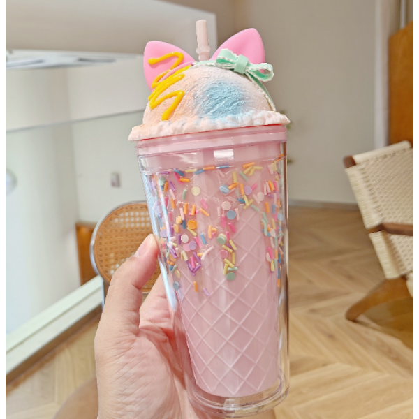 Бутылка для воды пластиковая с ушками котика, пластиковая бутылка для води, 4 вида, 450 мл Бутылка для воды пластиковая с ушками котика, пластиковая бутылка для води, 4 вида, 450 мл