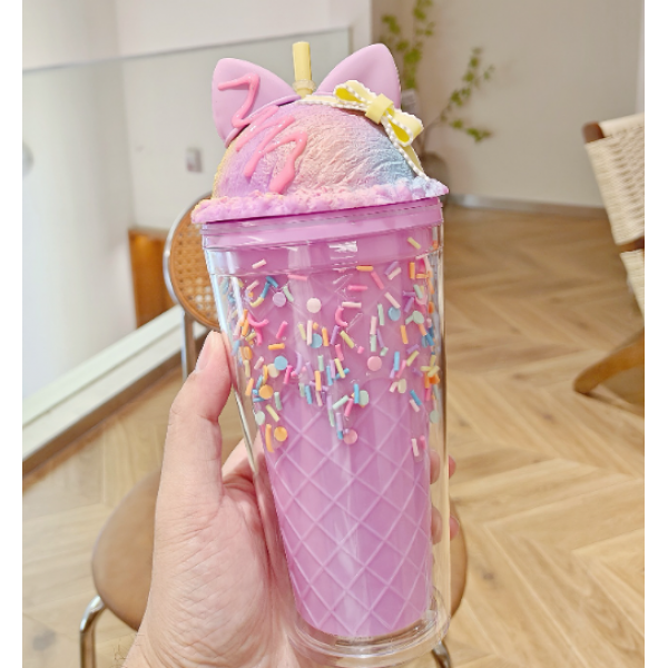 Бутылка для воды пластиковая с ушками котика, пластиковая бутылка для води, 4 вида, 450 мл Бутылка для воды пластиковая с ушками котика, пластиковая бутылка для води, 4 вида, 450 мл