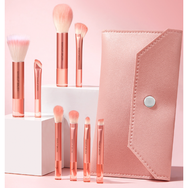 Набір пензлів для макіяжу "Peach", пудровий, 8 шт Набір пензлів для макіяжу "Peach", пудровий, 8 шт