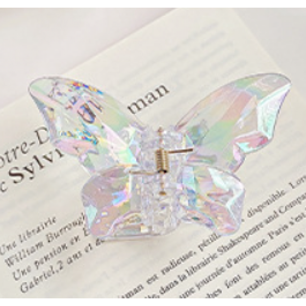 Затискач для волосся "Neon Butterfly", прозорий, 8х8 см