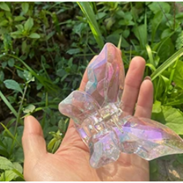 Затискач для волосся "Neon Butterfly", прозорий, 8х8 см