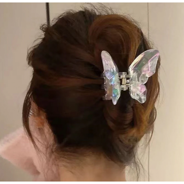 Затискач для волосся "Neon Butterfly", прозорий, 8х8 см
