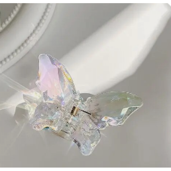 Затискач для волосся "Neon Butterfly", прозорий, 7,2 см