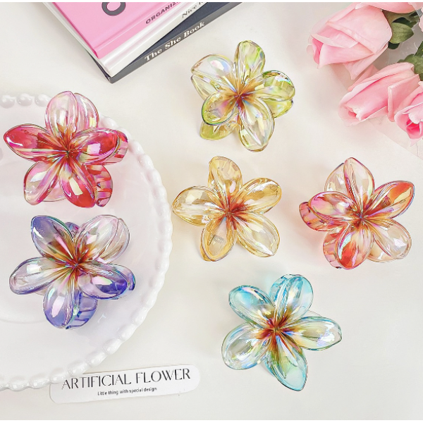 Затискач для волосся "Shiny Flower", 6 кольорів, 7х8 см