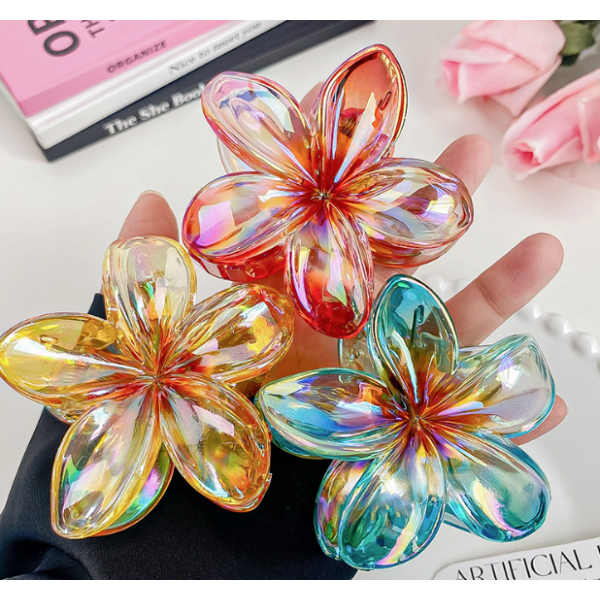 Затискач для волосся "Shiny Flower", 6 кольорів, 7х8 см