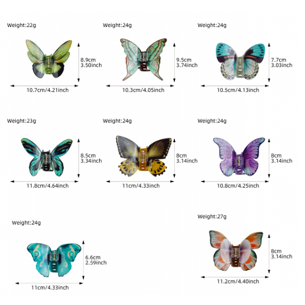 Затискач для волосся "Super Butterfly", 5 видів