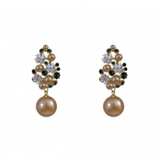 Серьги с жемчугом и цветами "Gold Secret", 2 цвета, 2х4,6 см