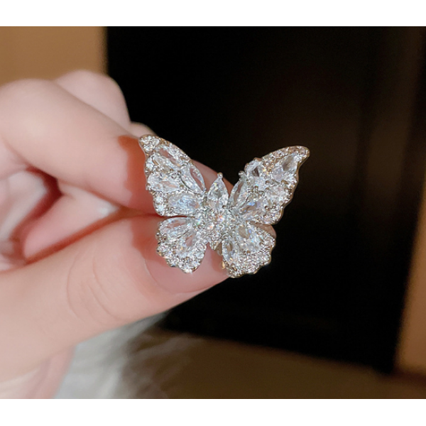 Каблучка у вигляді метелика "Dimond Butterfly", срібло, 2х2,6 см