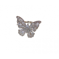 Кольцо в виде бабочки "Dimond Butterfly", серебро, 2х2,6 см