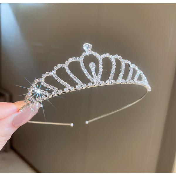 Корона на голову зі стразами "Diamond Crown", срібло