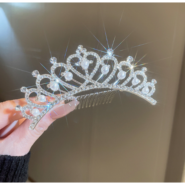 Корона, Діадема для волосся зі стразами "Shine Crown", срібло