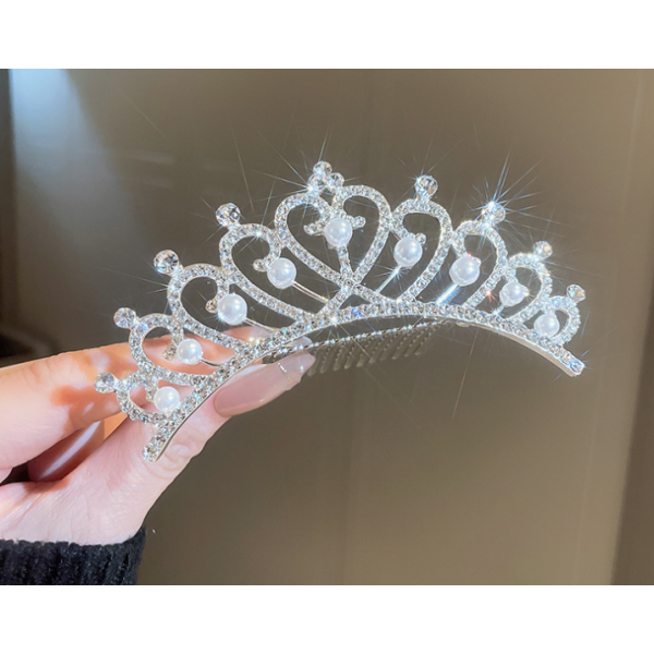 Корона, Діадема для волосся зі стразами "Shine Crown", срібло