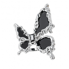 Кольцо в виде бабочки "Black Butterfly", серебро