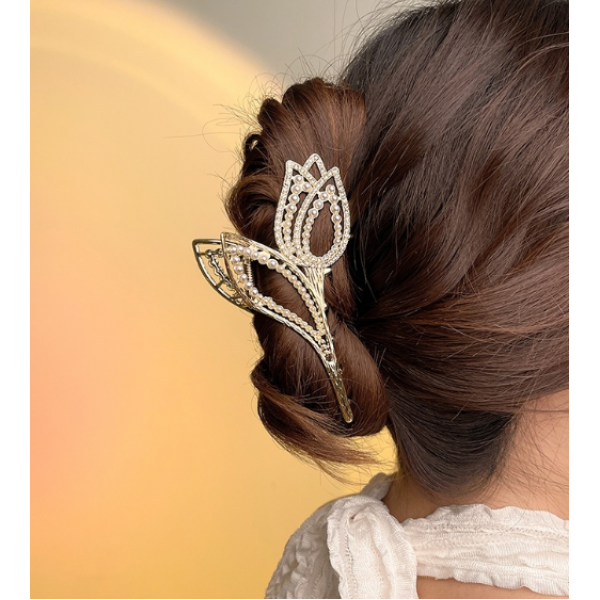 Затискач для волосся "Rich Shine", золото, 11,5 см